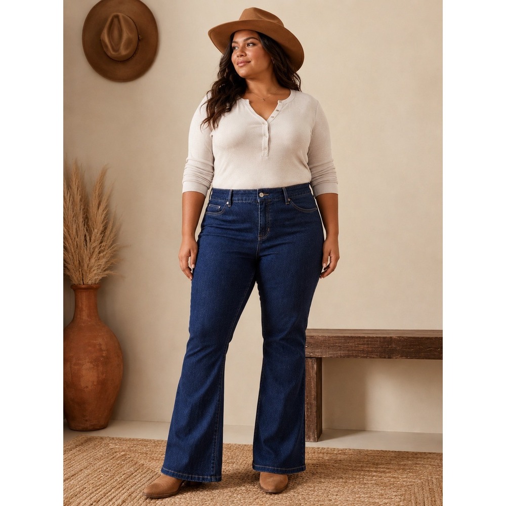 Spanx Flare Jeans Midnight Navy High Rise Stretch Denim 2X Tall 20266R NEW‎